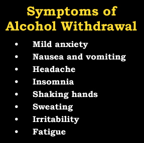 List of Alcohol Withdrawal Symptoms
