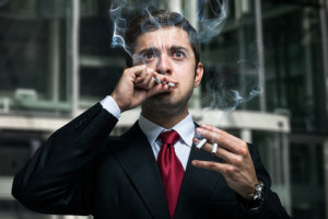 chain smoking cigarettes