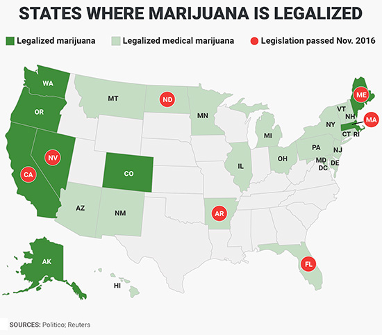Legalized Marijuana Map